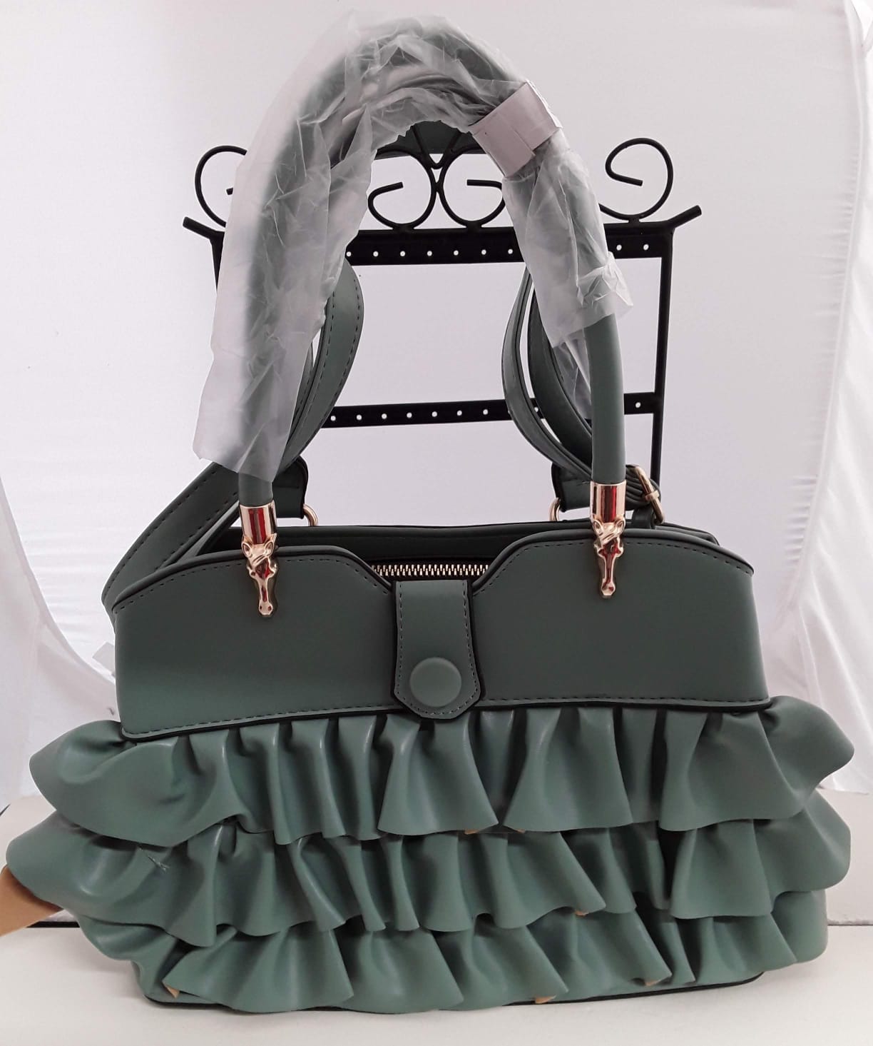 Lovely Light Green Hand Bag with Frills