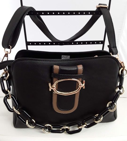 Lovely Black Hand Bag with Chainlink Strap
