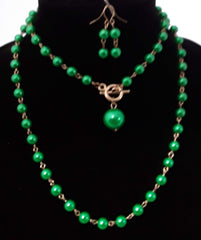 Single String Green Pearl Necklace Set