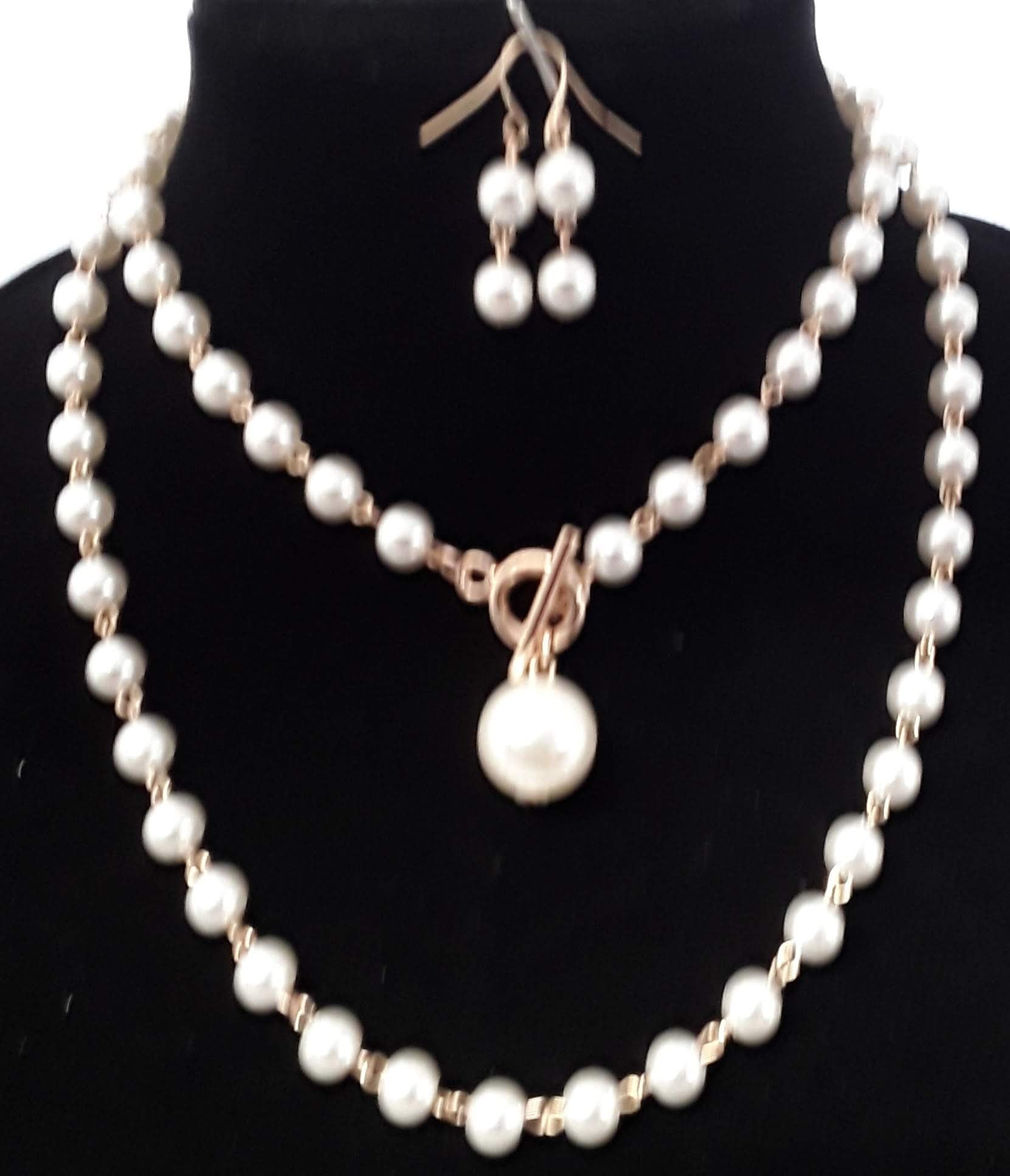 Single String Black Pearl Necklace Set