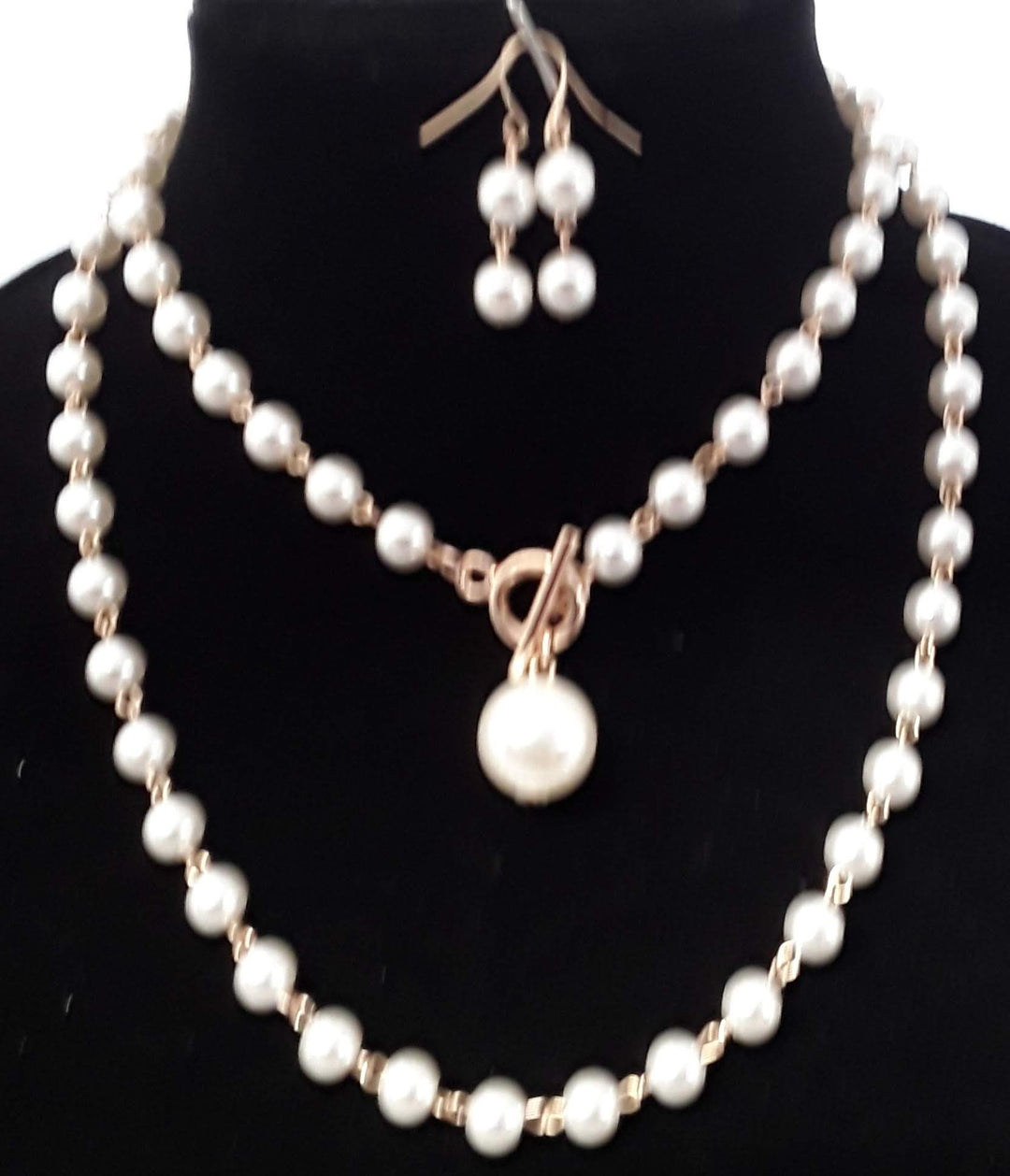 Single String Gold Pearl Necklace Set