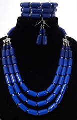 Beautiful Blue 3 pc Beaded Necklace Set