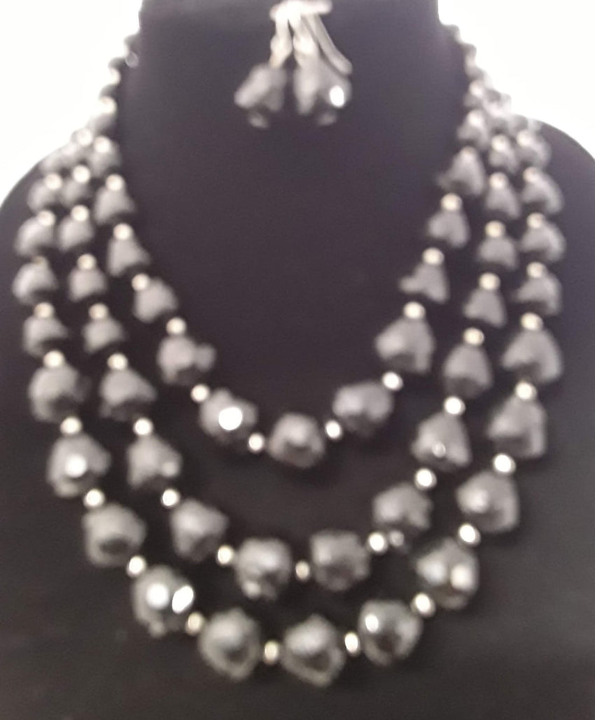 Exciting Gray 2 pc Round Beaded Necklace Set