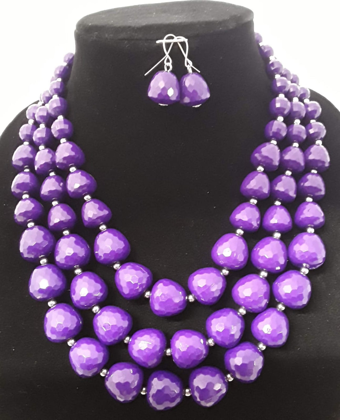Exciting Purple 2 pc Round Beaded Necklace Set