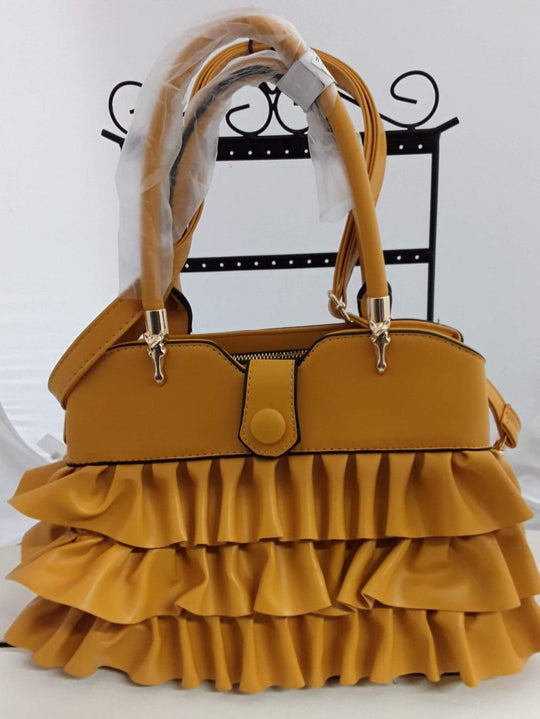 Lovely Coffee Hand Bag with Frills