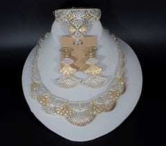 Ladies 3pc Bi-Color Gold Necklace Set