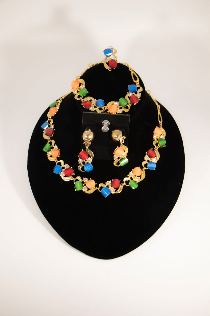 Colorful Necklace, Earrings and Bracelet Set