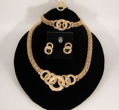 Diamond/Gold Chains High End Necklace, Earrings and Bracelet Set