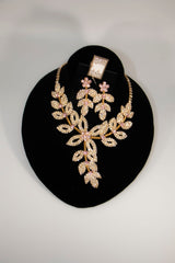 2 Pcs Diamond/Gold Leaf Necklace Set