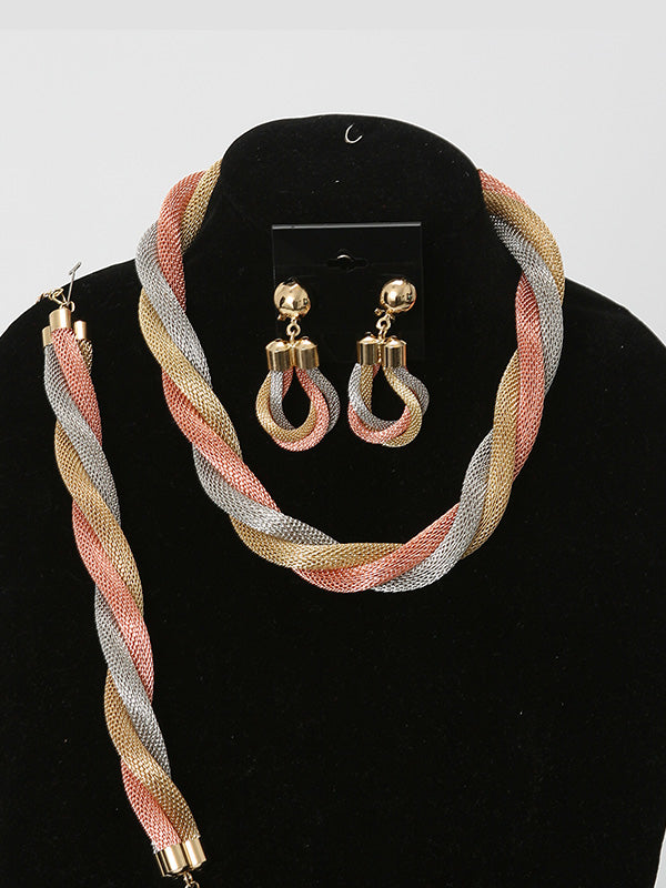 3 Pcs. Multicolored Braided Necklace Set