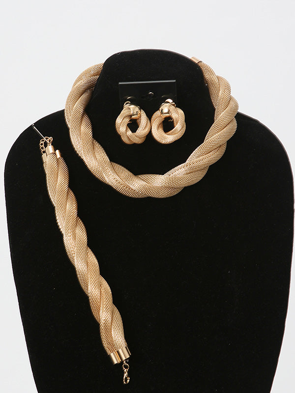 3 Pcs. Gold Twisted Rope Necklace Set