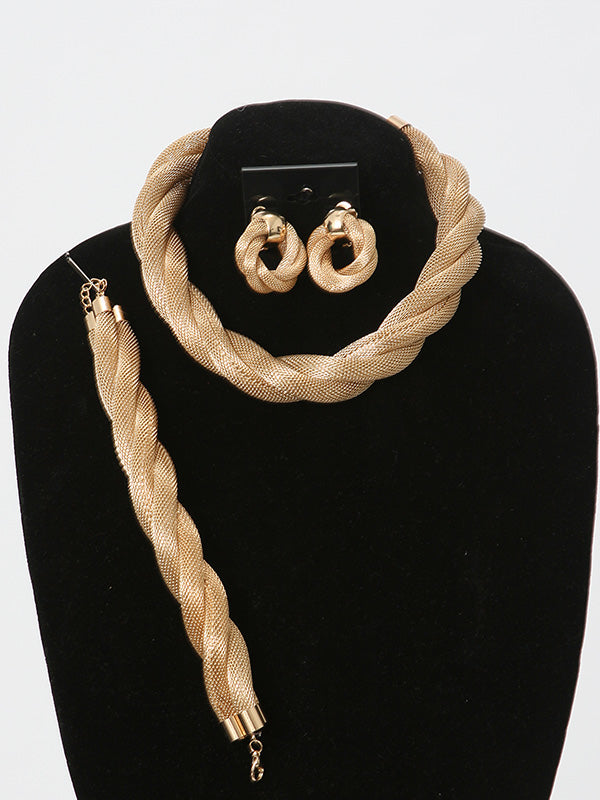 3 Pcs. Gold Twisted Rope Necklace Set - Theresa Exotic Apparel