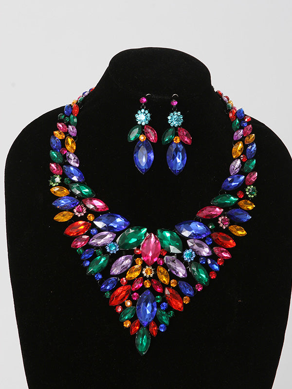 2 Pcs. Multi-Color Crystal Necklace Set