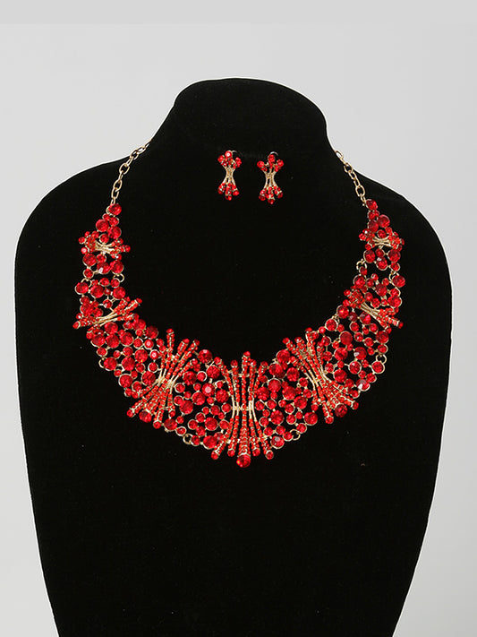 2 Pcs. Red Crystal Necklace Set