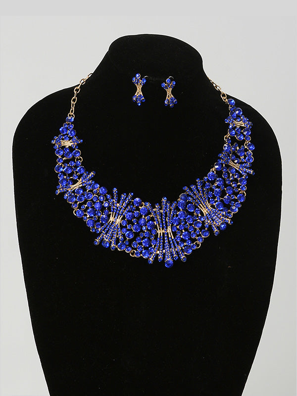 2 Pcs. Blue Crystal Necklace Set