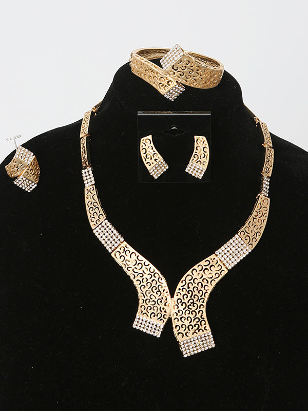 4 Pcs. Elegant Gold Plated Necklace Set - Theresa Exotic Apparel