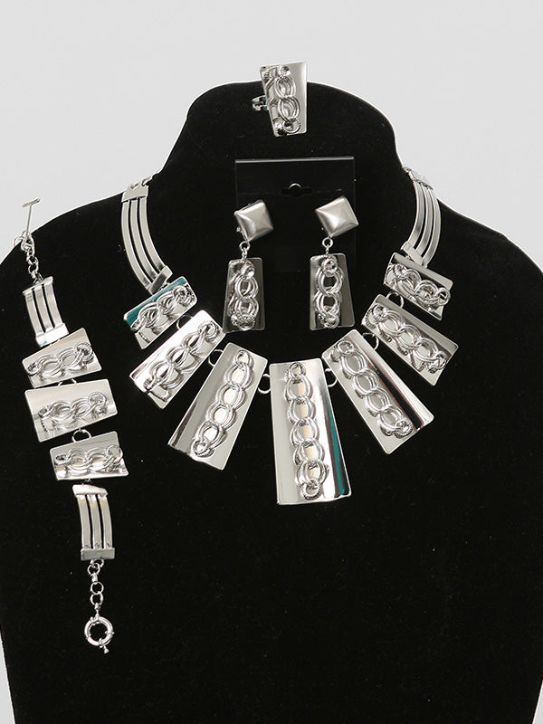 4 Pcs. African Silver Necklace Set