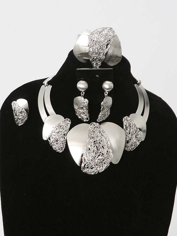 4 Pcs. African Silver Plated Necklace  Set