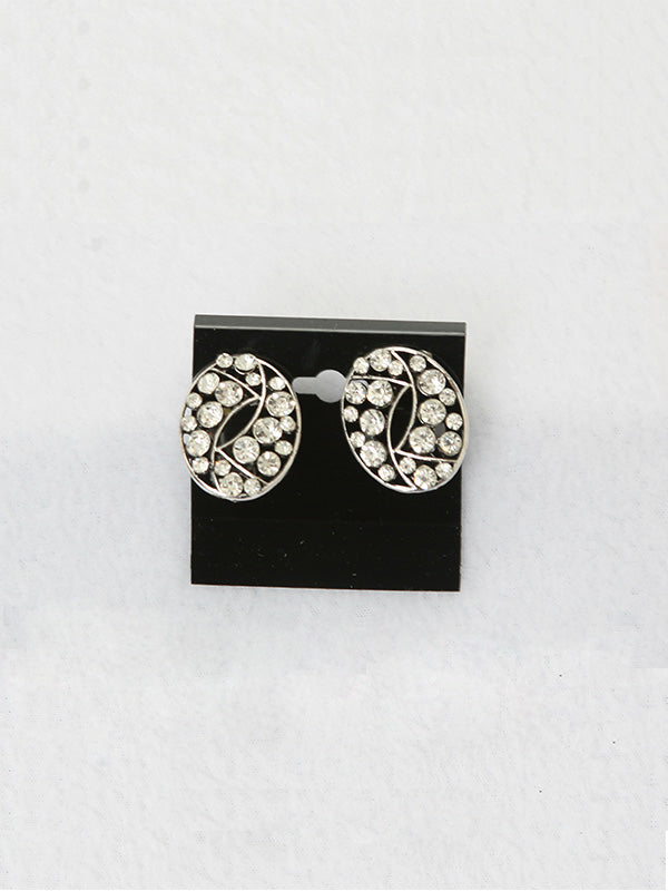 Silver Round Clip-On Earrings
