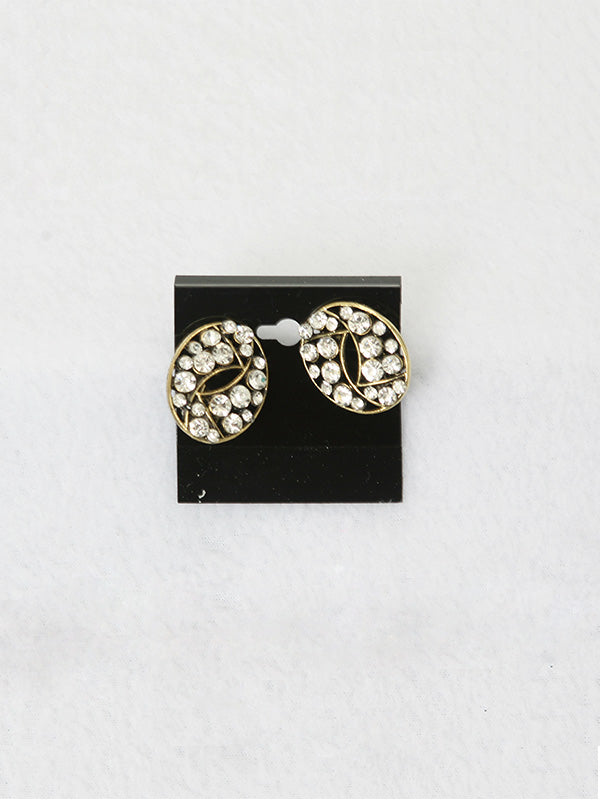 Gold With Crystal Clip-On Earring
