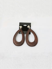 Brown Wood Clip-On Earrings