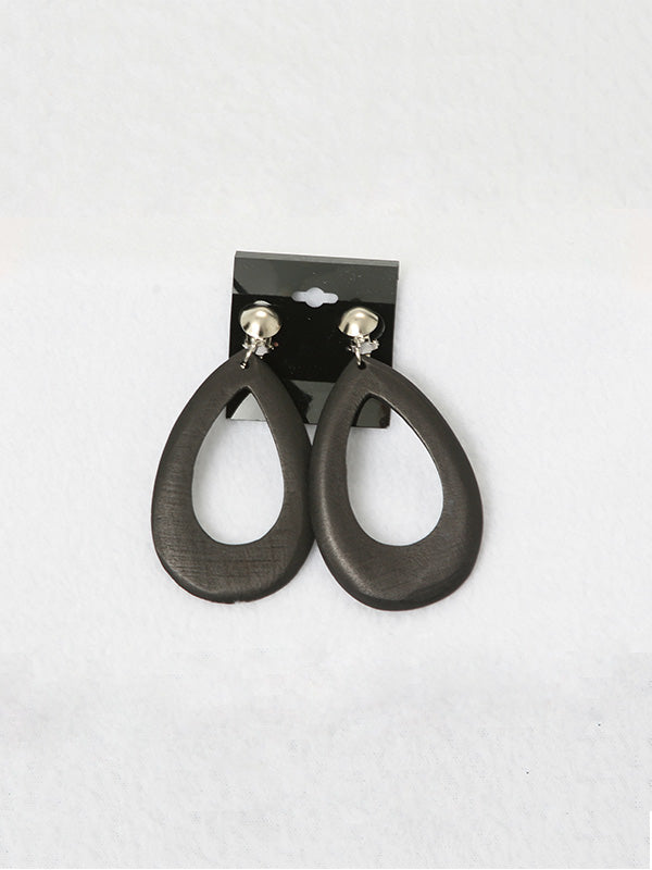 Black Wood Clip-On Earrings