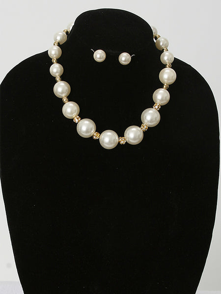 2 Pcs. Pearl and Gold Necklace Set