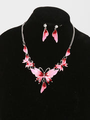 2 Pcs. Pink Butterfly Necklace Set