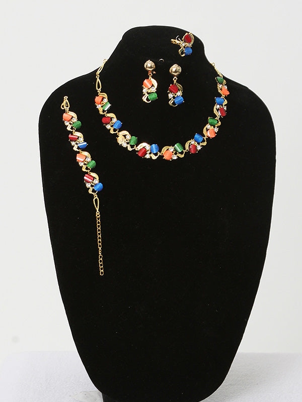 4 Pcs. Multi-Color Necklace Set - Theresa Exotic Apparel