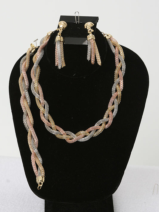 3 Pcs. Multicolored Braided Necklace Set