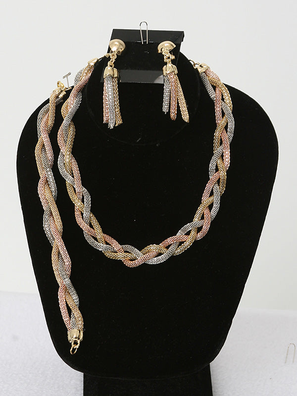 3 Pcs. Multicolored Braided Necklace Set - Theresa Exotic Apparel